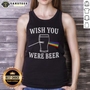 Alt Text: Premium Wish You Were Beer Dark Side of the Moon light scattering tank top featuring colorful cosmic graphics.
