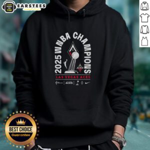 Las Vegas Aces 2025 WNBA Champions trophy hoodie showcasing team pride and championship spirit.
