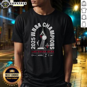 Las Vegas Aces trophy t-shirt celebrating the 2025 WNBA champions with vibrant design and team colors.