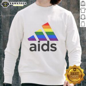 Top Aids LGBT Logo Sweatshirt featuring vibrant colors and a bold design promoting LGBTQ+ awareness and support.