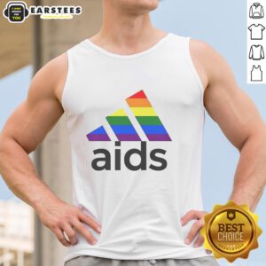 Top Aids LGBT Logo Tank Top featuring a vibrant rainbow design promoting awareness and support for the LGBTQ+ community.