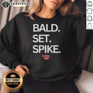Top Bald Set Spike Volleyball State Sweatshirt in navy blue, perfect for volleyball enthusiasts and team spirit.