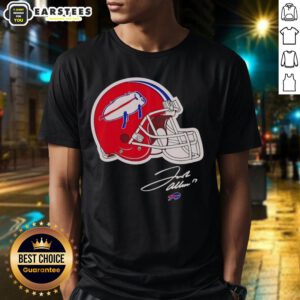 Top Josh Allen Buffalo Bills Helmet Signature T-Shirt featuring a stylish design for fans of the NFL quarterback.