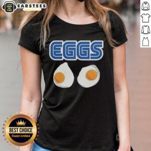 Awesome 2 Eggs Omelet Sega parody logo on a stylish ladies tee, perfect for gaming and food enthusiasts.