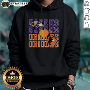 Alt Text: Awesome Baltimore Ravens NFL and Baltimore Orioles MLB sport lover hoodie showcasing team logos and vibrant colors.