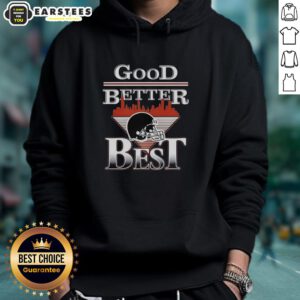 Alt Text: Awesome Chicago Bears football hoodie featuring city skyline and 'Good, Better, Best, Helmet' design.