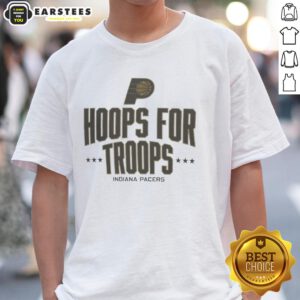 Awesome Hoops For Troops Indiana Pacers basketball T-shirt featuring a vibrant design and team logo for fans.