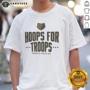 Awesome Hoops For Troops Memphis Grizzlies basketball t-shirt featuring vibrant graphics and team colors.