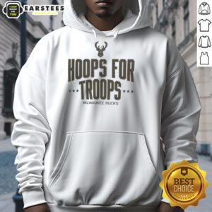 Awesome Hoops for Troops Milwaukee Bucks basketball hoodie in green, showcasing team logo and stylish design.