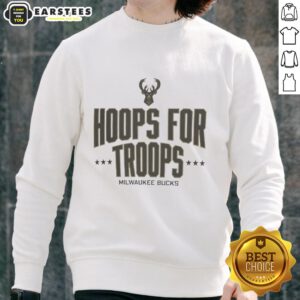 Awesome Hoops For Troops Milwaukee Bucks basketball sweatshirt in blue, showcasing team pride and style.
