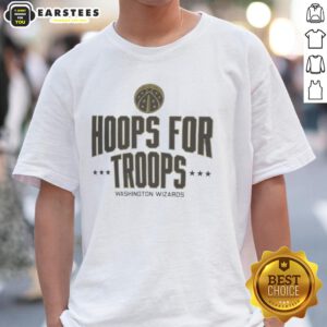 Awesome Hoops For Troops Washington Wizards Basketball T-Shirt featuring team logo and vibrant colors, perfect for fans.