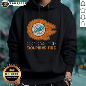 Awesome Star Wars Come to the Miami Dolphins side hoodie featuring iconic designs and vibrant team colors.