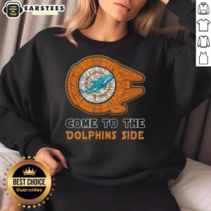 Awesome Star Wars Miami Dolphins side sweatshirt featuring iconic designs, perfect for fans and cozy wear.