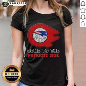 Awesome Star Wars themed New England Patriots side ladies tee featuring vibrant graphics and a stylish design.