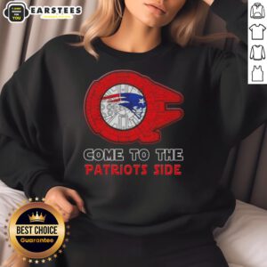 Awesome Star Wars Come to the New England Patriots side sweatshirt featuring iconic designs and team colors.