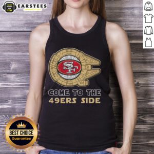 Awesome Star Wars-themed San Francisco 49ers side tank top featuring iconic graphics for fans and casual wear.