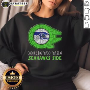 Awesome Star Wars Seattle Seahawks side sweatshirt featuring a unique design for fans of both franchises.