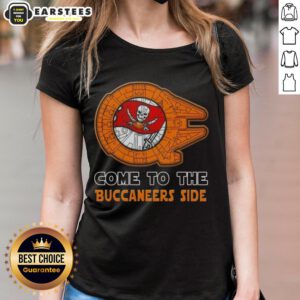 Awesome Star Wars Tampa Bay Buccaneers ladies tee featuring unique design, perfect for fans of both franchises.