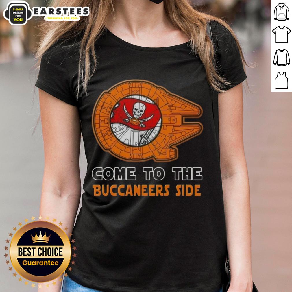 Awesome Star Wars Tampa Bay Buccaneers ladies tee featuring unique design, perfect for fans of both franchises.