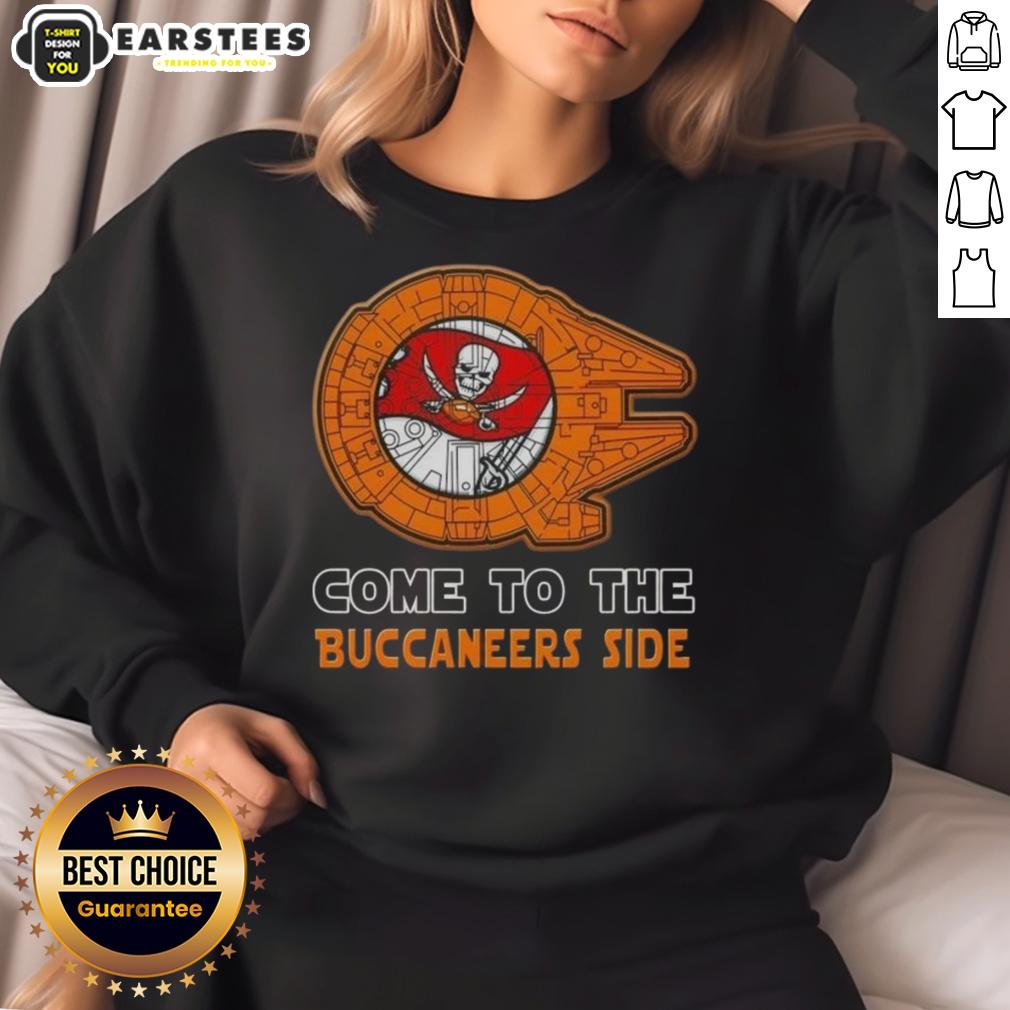 Awesome Star Wars Tampa Bay Buccaneers side sweatshirt featuring iconic designs for fans and collectors.