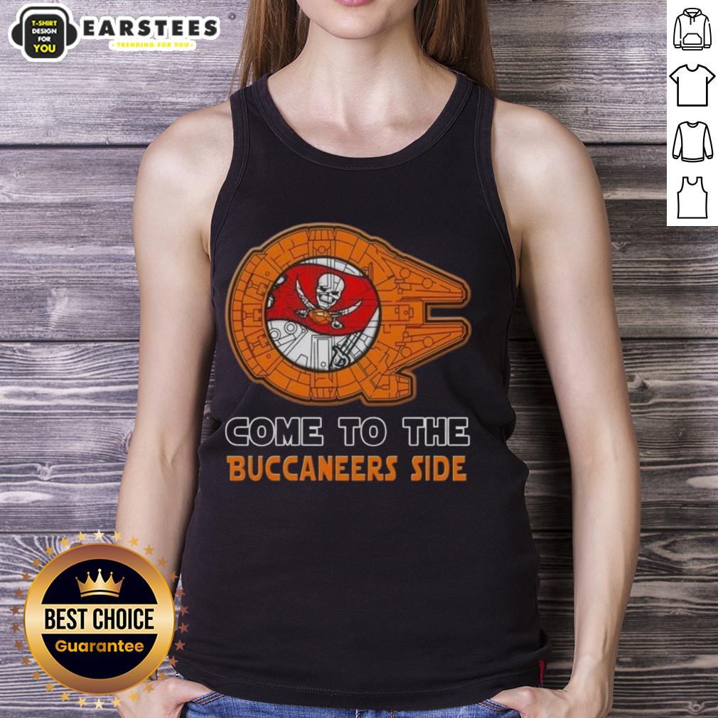Awesome Star Wars Come to the Tampa Bay Buccaneers Side Tank Top featuring iconic characters in team colors.