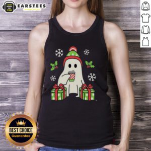 Cute Christmas ghost tank top featuring a playful ghost design, perfect for holiday festivities and casual wear.