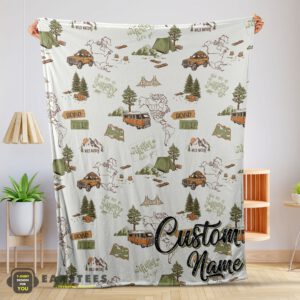 Good Camping Theme Velveteen Plush Blanket Fleece Customized Blanket