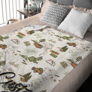 Alternative view of Good Camping Theme Velveteen Plush Blanket Fleece Customized Blanket