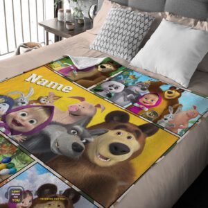 Alternative view of Good Cartoon Marsha and the Bear Family Cute Blanket Fleece Customized Blanket Eliana