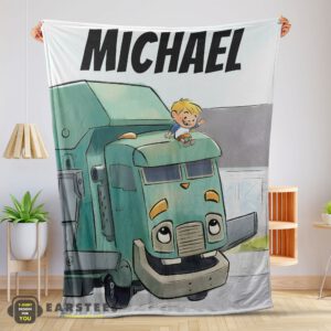 Good Cartoon Trash Truck Cute Blanket Fleece Customized Blanket
