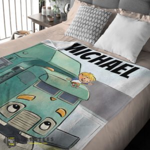 Alternative view of Good Cartoon Trash Truck Cute Blanket Fleece Customized Blanket