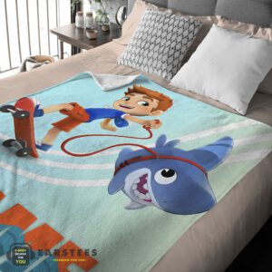 Alternative view of Good Catoon Sharkdog Sharkdog and Max Skateboarding Blanket Fleece Customized Blanket
