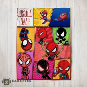 Good Chibi Spider Man Characters Collage Blanket Fleece Customized Blanket
