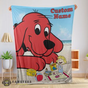 Good Clifford's Puppy Days Emily Elizabeth Beach Blanket Fleece Customized Blanket