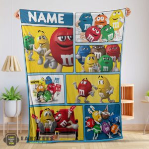Good Colorful Candy M&M's Character Collage Blanket Fleece Customized Blanket