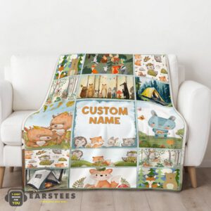Alternative view of Good Cute Forest Animals Collage Whimsical Blanket Fleece Customized Blanket