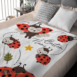 Alternative view of Good Cute Ladybug Cartoon Blanket Fleece Customized Blanket