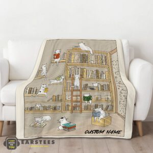 Alternative view of Good Cute Vintage Minimalist Cat Book Reading Blanket Fleece Customized Blanket