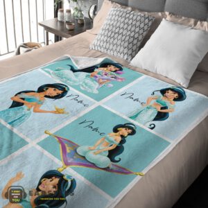 Alternative view of Good Disney Cartoon Aladdin Jasmine Princess Blanket Fleece Customized Blanket