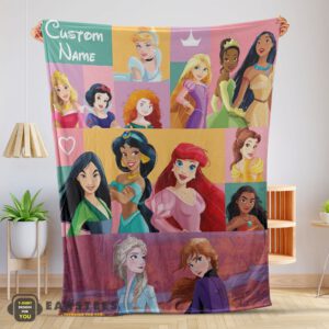Good Disney Cartoon All Princess Characters Blanket Fleece Customized Blanket