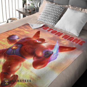 Alternative view of Good Disney Cartoon Big Hero 6 Red Baymax Blanket