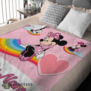 Alternative view of Good Disney Cartoon Minnie With Rainbow Blanket Fleece Customized Blanket