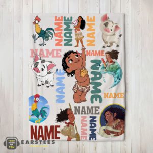 Good Disney Cartoon Moana With Friends Blanket Fleece Customized Blanket