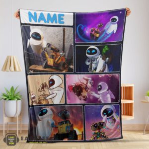 Good Disney Cartoon Wall-E and Eve Blanket Fleece Customized Blanket