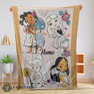 Good Disney Chibi Moana Alice Tinker Bell Pocahontas Blanket Fleece Customized Blanket