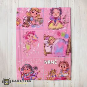 Good Disney Cute Kids Princess Sketches Blanket Fleece Customized Blanket