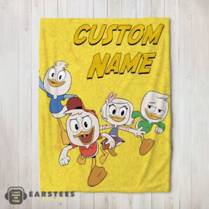 Good Disney Ducktales Huey Dewey Louie Webby Yellow Cartoon Collage Blanket Fleece Customized Blanket
