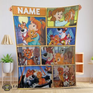 Good Disney Oliver & Company Jenny Foxworth Oliver Dodger With Friends Blanket Fleece Customized Blanket