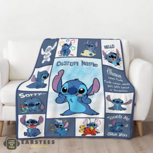 Alternative view of Good Disney Playful Stitch Collage Blanket Fleece Customized Blanket