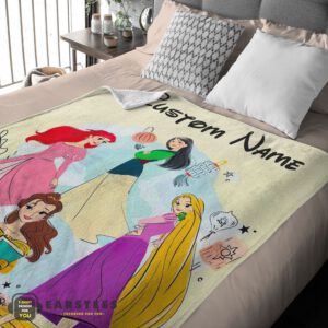 Alternative view of Good Disney Princess Ariel Mulan Rapunzel Belle Princess Blanket Fleece Customized Blanket